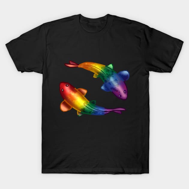 Rainbow LGBTQ Pride Flag Koi Fish T-Shirt by YouAreValid